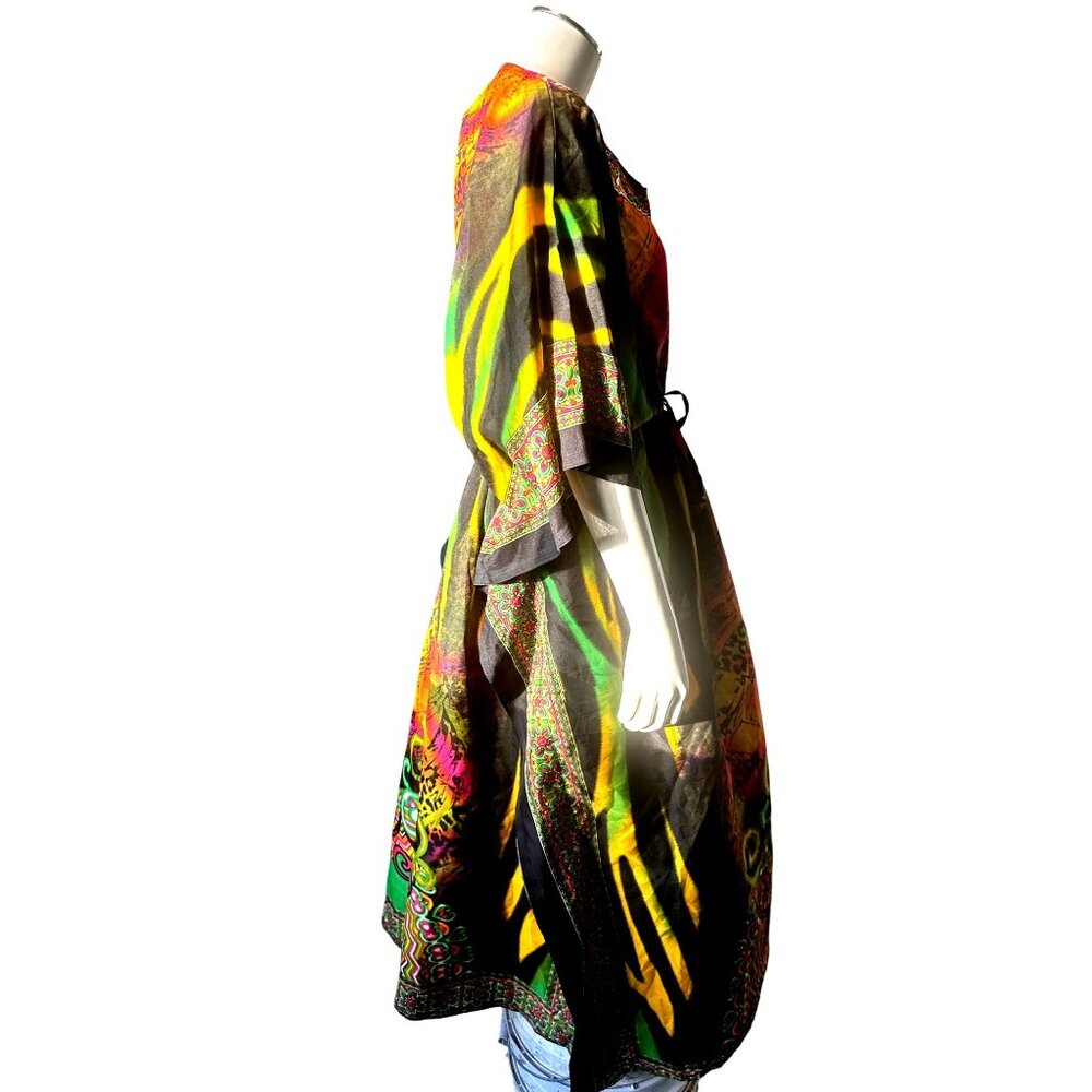 True Rock Free Size Multicolor Kaftan Boho Luxe Festival Wear Resortwear Chic - Picture 5 of 9